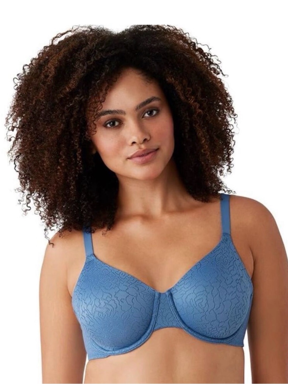 Wacoal 855345 Inside Job Side Support Underwire Bra Denim Blue 38C Lace Floral